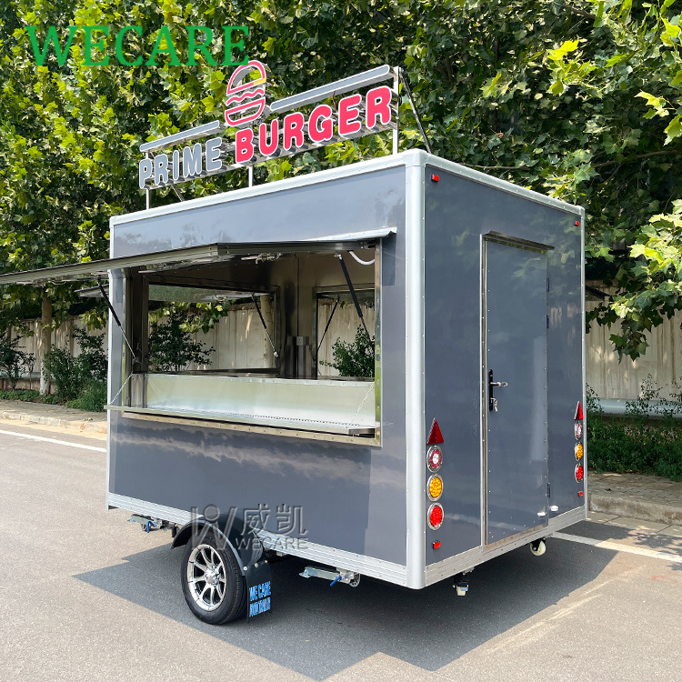 WECARE Custom Small Size Mobile Burger Fast Food Truck Snack Bar Dining Car Fully Equipped Bakery Burger Concession Food Trailer