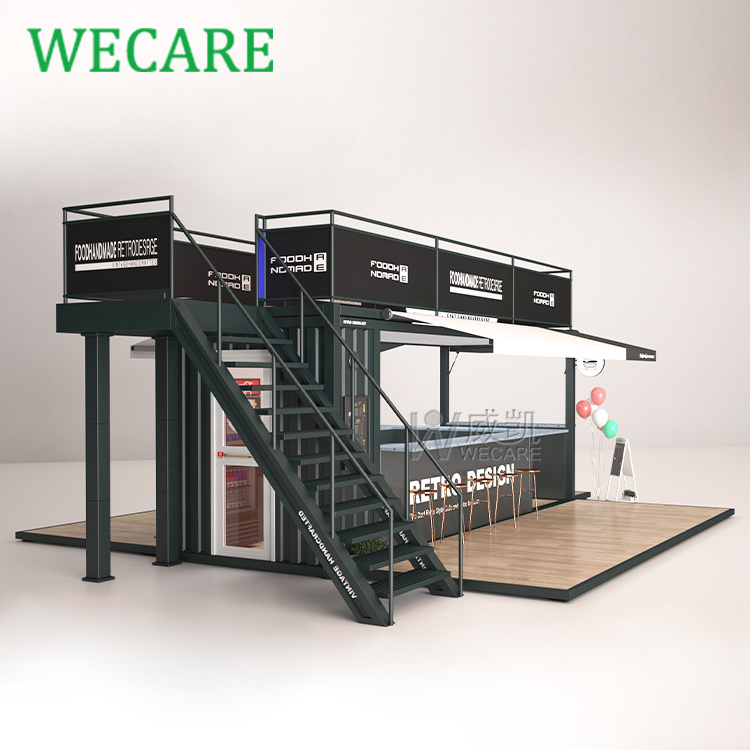 WECARE Fashion Container Shop Tiny Home Outdoor Container House Double-Layer Food Trailer Prefabricated Container Shop