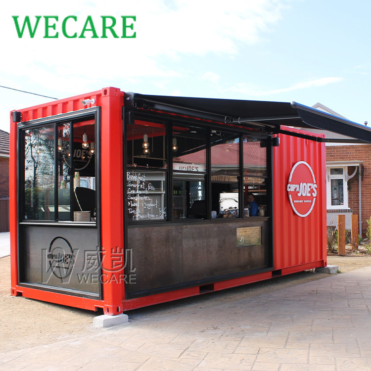 WECARE Custom Coffee Shop Bar Prefab Cafe Modular House Prefabricated Mobile Kitchen Food Kiosk Portable Container Restaurant