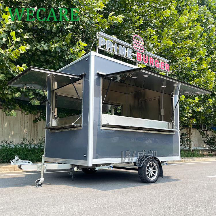 WECARE Custom Small Size Mobile Burger Fast Food Truck Snack Bar Dining Car Fully Equipped Bakery Burger Concession Food Trailer