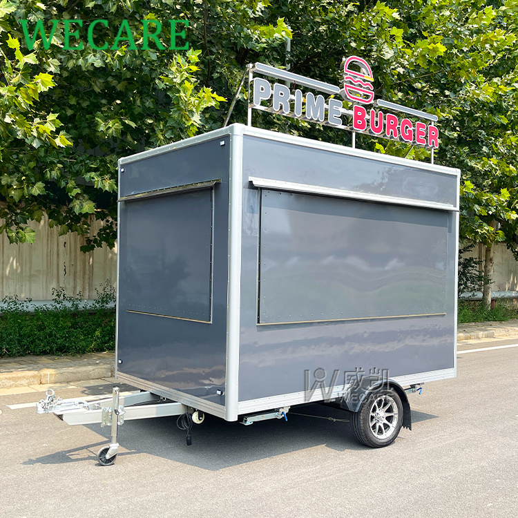 WECARE Custom Small Size Mobile Burger Fast Food Truck Snack Bar Dining Car Fully Equipped Bakery Burger Concession Food Trailer