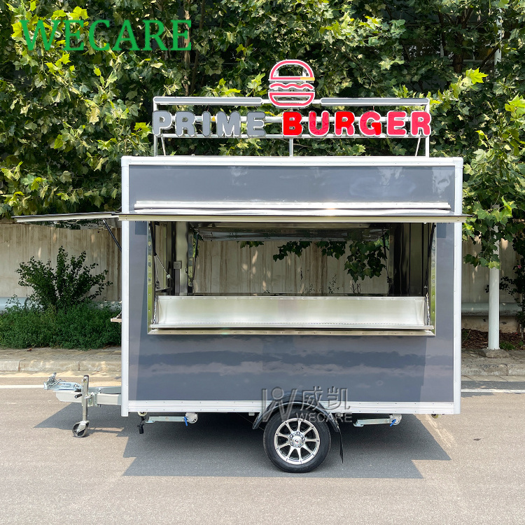 WECARE Custom Small Size Mobile Burger Fast Food Truck Snack Bar Dining Car Fully Equipped Bakery Burger Concession Food Trailer