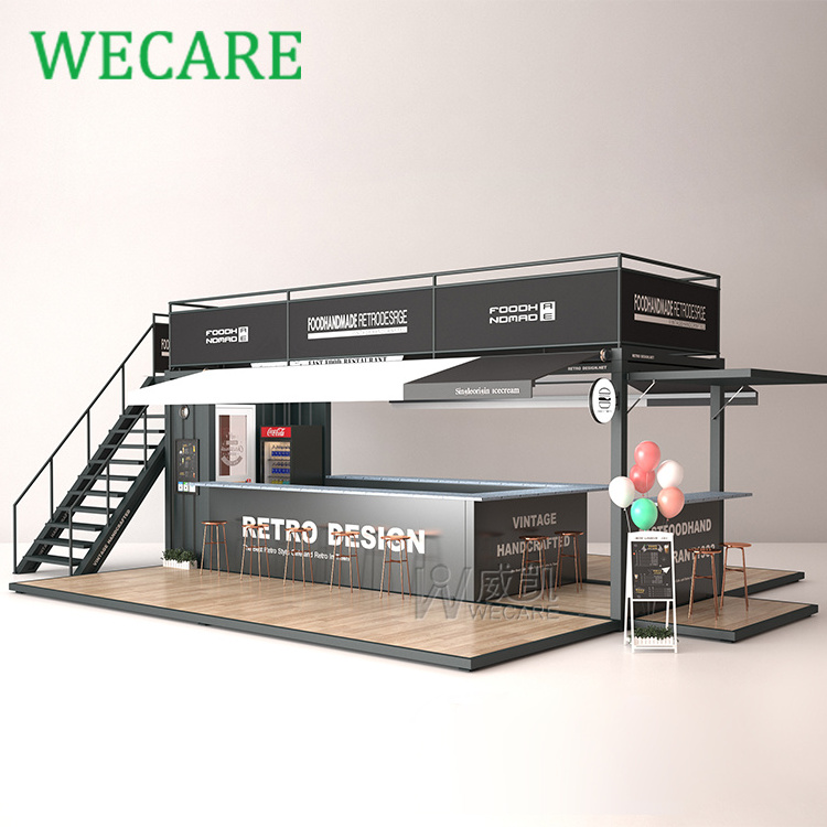 WECARE Fashion Container Shop Tiny Home Outdoor Container House Double-Layer Food Trailer Prefabricated Container Shop