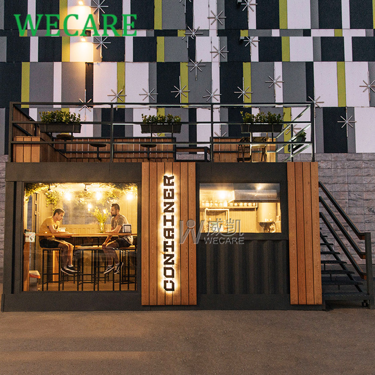 WECARE Custom Prefab Fully Equipment Mobile Container Shop Bar Coffee Food Kiosk Prefabricated Cafe Street Container Restaurant