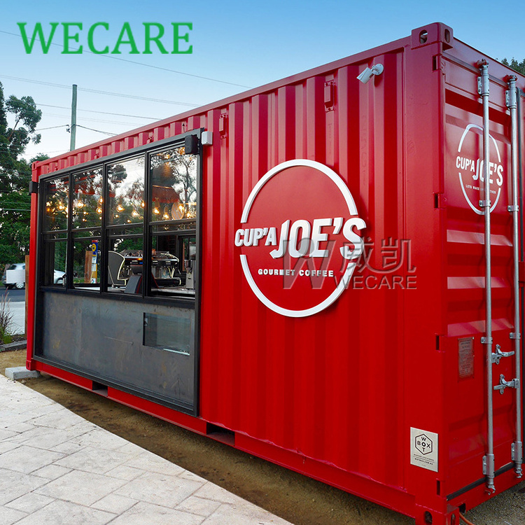 WECARE Custom Coffee Shop Bar Prefab Cafe Modular House Prefabricated Mobile Kitchen Food Kiosk Portable Container Restaurant