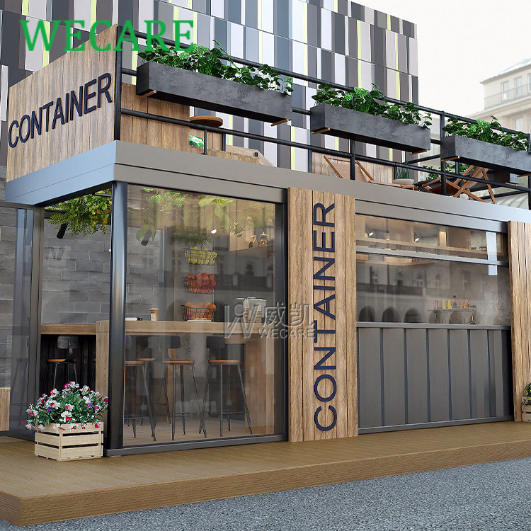 WECARE Custom Prefab Fully Equipment Mobile Container Shop Bar Coffee Food Kiosk Prefabricated Cafe Street Container Restaurant