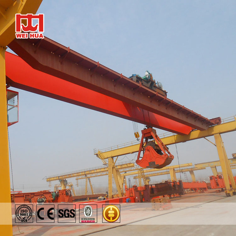 Industrial 5 ton 10 ton 16 ton 20 ton with Grab Lifting Double Girder Grapple Bridge Overhead  Crane