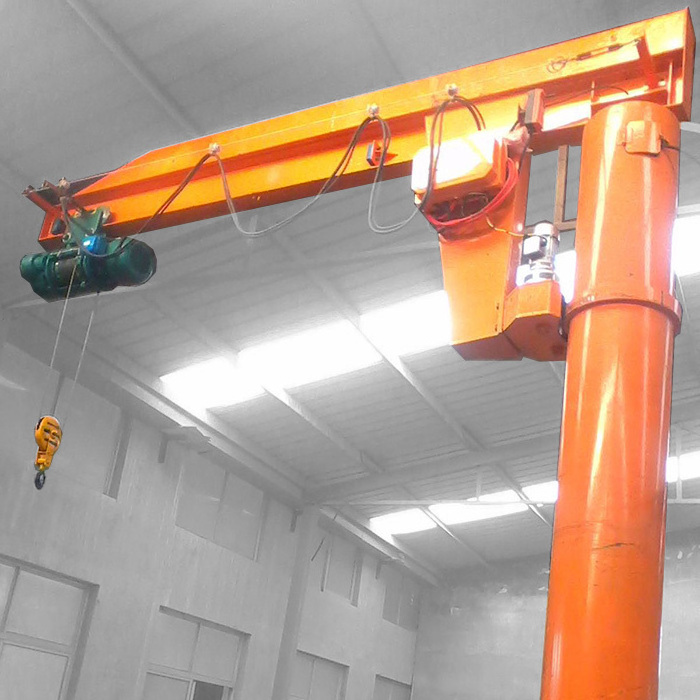 2 ton slew motor vehicle mounted rotation  high rise mini Swing arm fly jib crane with electric hoist