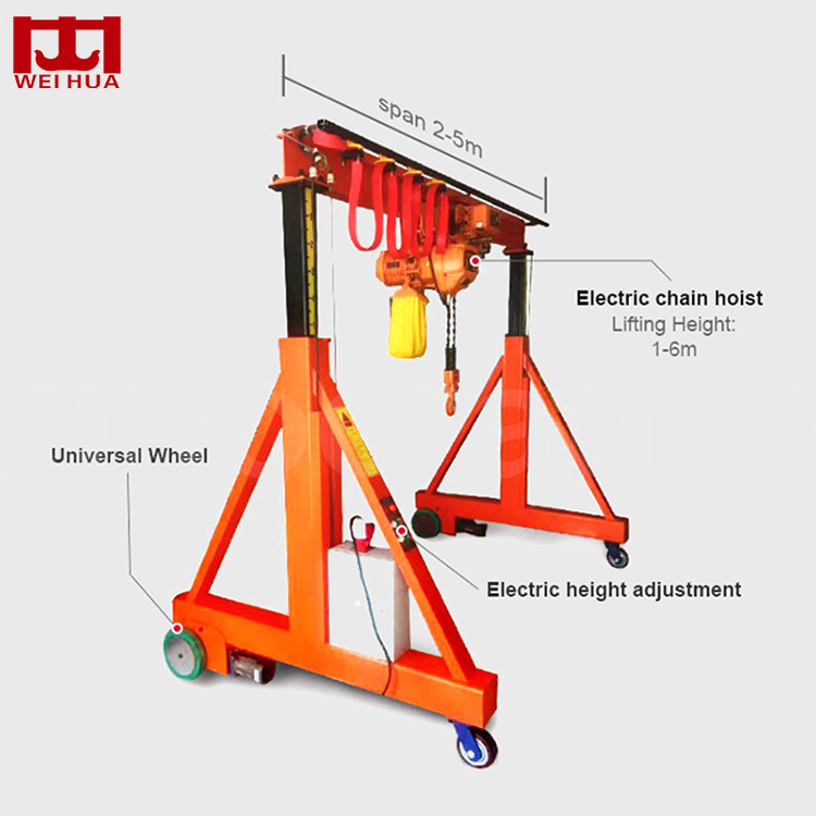 customized height adjustable single beam 1ton 2ton 3ton 4ton 5ton 6ton 10ton small mini portable mobile gantry cranes