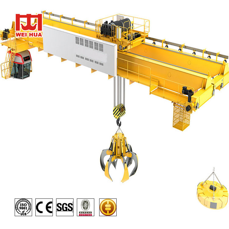 Industrial 5 ton 10 ton 16 ton 20 ton with Grab Lifting Double Girder Grapple Bridge Overhead  Crane