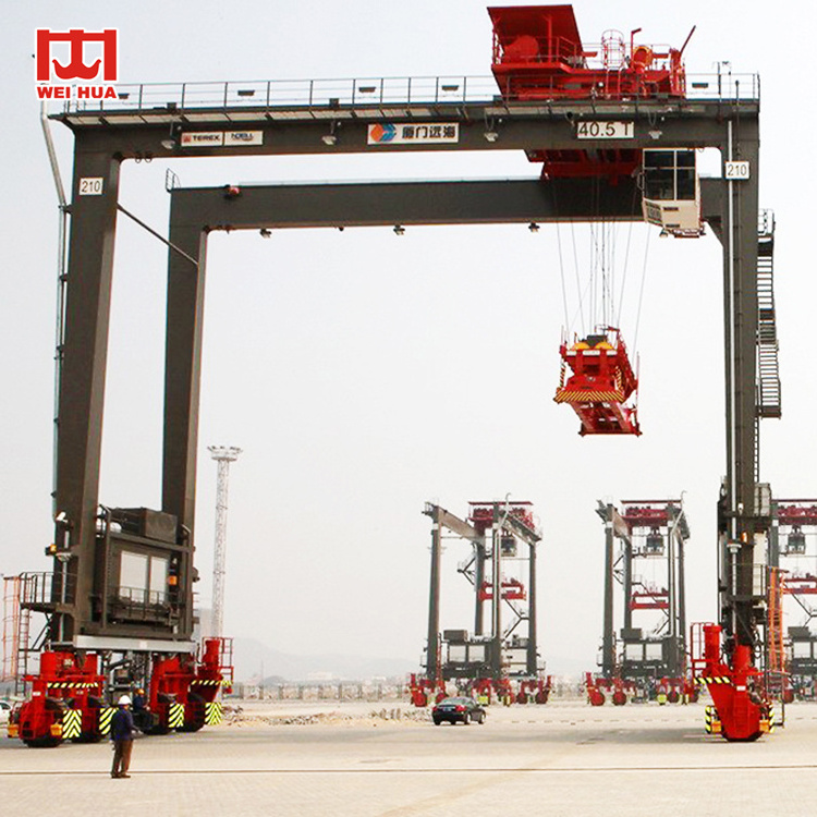 port container lifting 30 ton 40 ton 50 ton 60 ton RTG crane straddle carrier rubber tyred container gantry crane