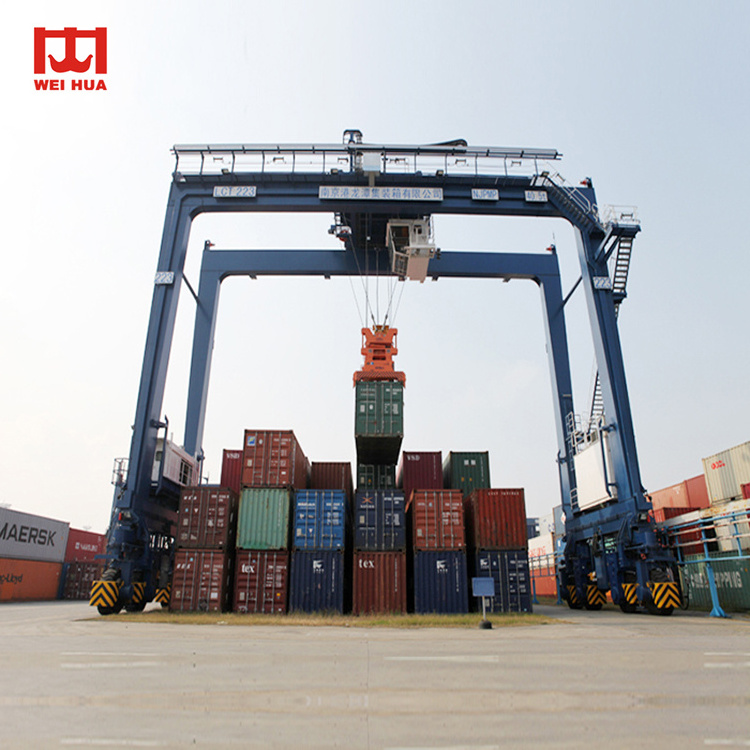 port container lifting 30 ton 40 ton 50 ton 60 ton RTG crane straddle carrier rubber tyred container gantry crane