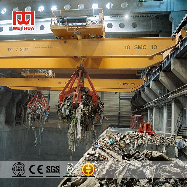 Industrial 5 ton 10 ton 16 ton 20 ton with Grab Lifting Double Girder Grapple Bridge Overhead  Crane