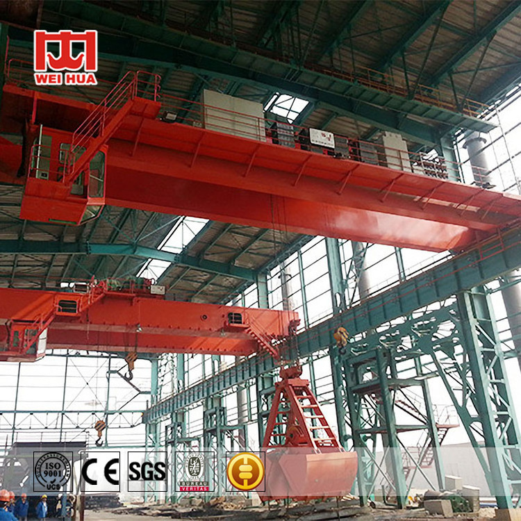 Industrial 5 ton 10 ton 16 ton 20 ton with Grab Lifting Double Girder Grapple Bridge Overhead  Crane