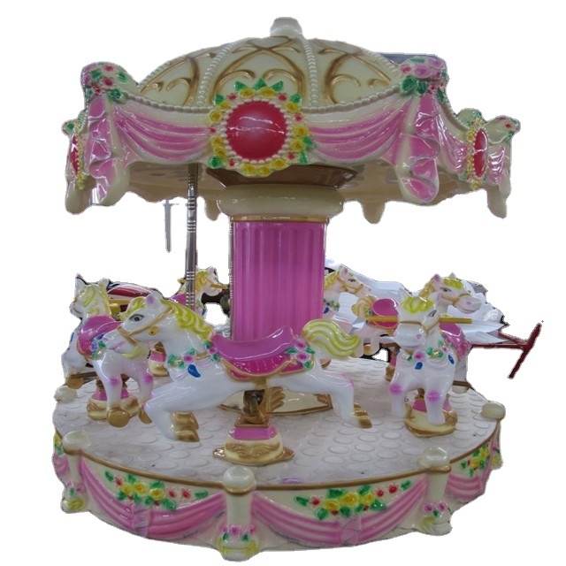 6 Seats Kids Small Merry Go Round Carousel Palace Design Luxury Customized Zhengzhou Christmas Snow Globes 6 Persons Snow Park