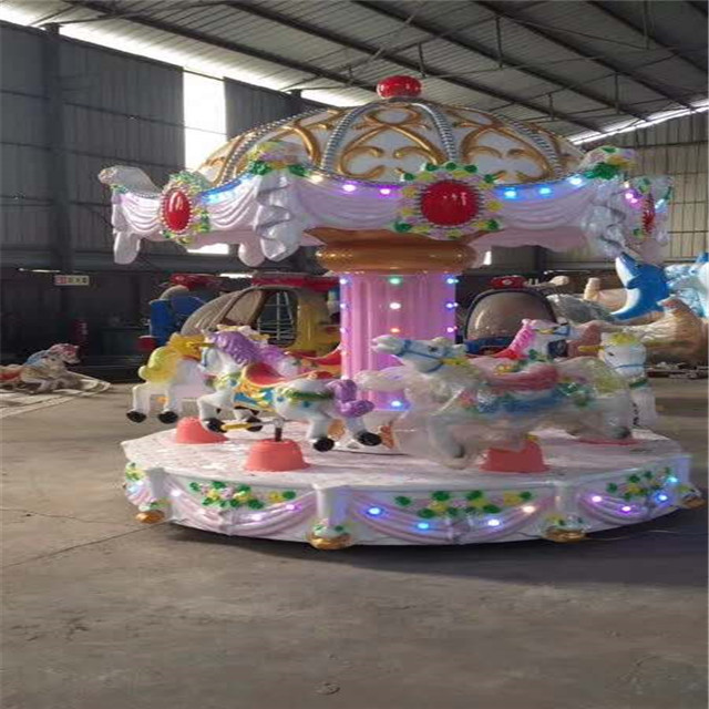 6 Seats Kids Small Merry Go Round Carousel Palace Design Luxury Customized Zhengzhou Christmas Snow Globes 6 Persons Snow Park