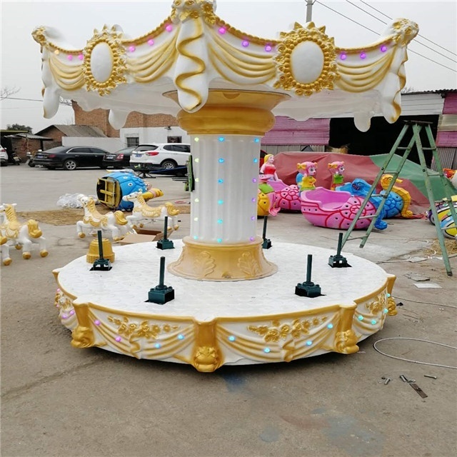 6 Seats Kids Small Merry Go Round Carousel Palace Design Luxury Customized Zhengzhou Christmas Snow Globes 6 Persons Snow Park