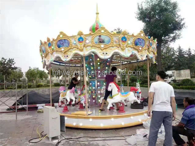 Customizable Mini Carousel Horse Ride Indoor Amusement Game Machine Garden Shopping Mall Mini Fairground Rides