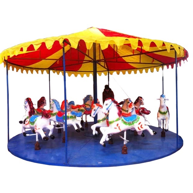 fairground equipment 12 players kid carousel horses  rides simple merry go round