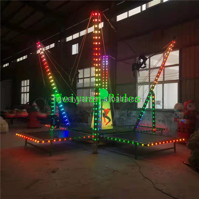 2023 New Four People Motor Bungee Jumping Trampoline With Lights Music For Kids Amusement Park Rides