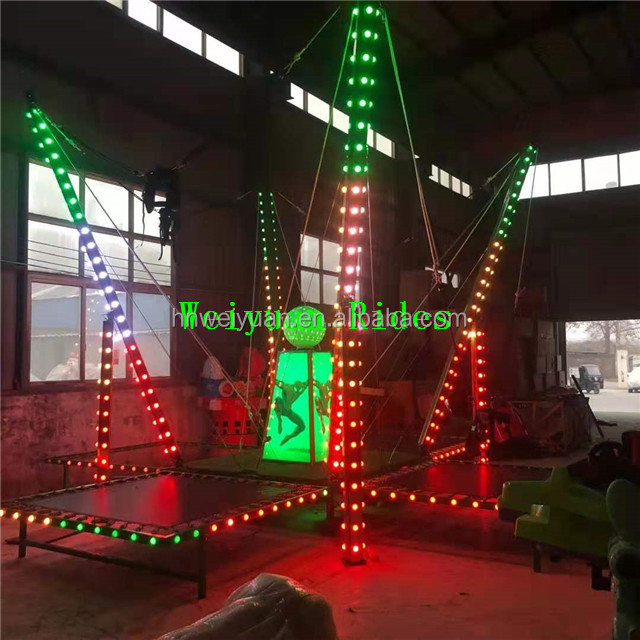 2023 New Four People Motor Bungee Jumping Trampoline With Lights Music For Kids Amusement Park Rides