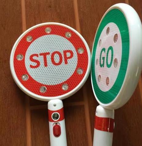 Double Side Reflective Pedestrian Guard Board Handheld Traffic Control Stop Sign