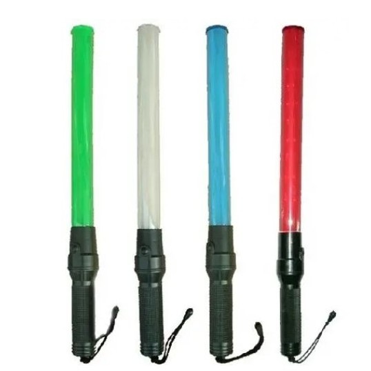 rechargeable battery red blue green yellow LED traffic baton wand for traffic guard