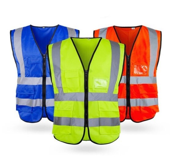 High Vis Fluorescent Yellow Green Safety Reflective clothes Jacket Construction Reflective Vest Workwear With Custom Logo