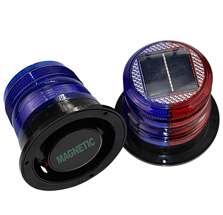 Solar Traffic Flashing Warning Light Strobe Beacon Lamp red yellow green blue Magnet Base Traffic Warning Light