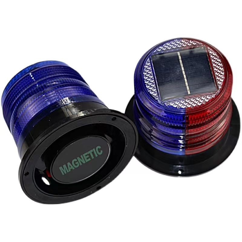 Solar power warning beacon led flashing magnetic strobe lights