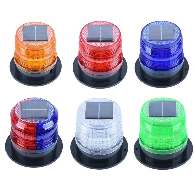 Solar power warning beacon led flashing magnetic strobe lights