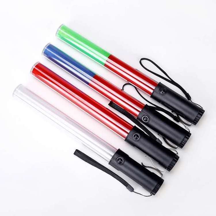 Red Blue Green Rechargeable Led Flashlight traffic baton wand With Hook And Magnet