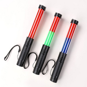 Red Blue Green Rechargeable Led Flashlight traffic baton wand With Hook And Magnet