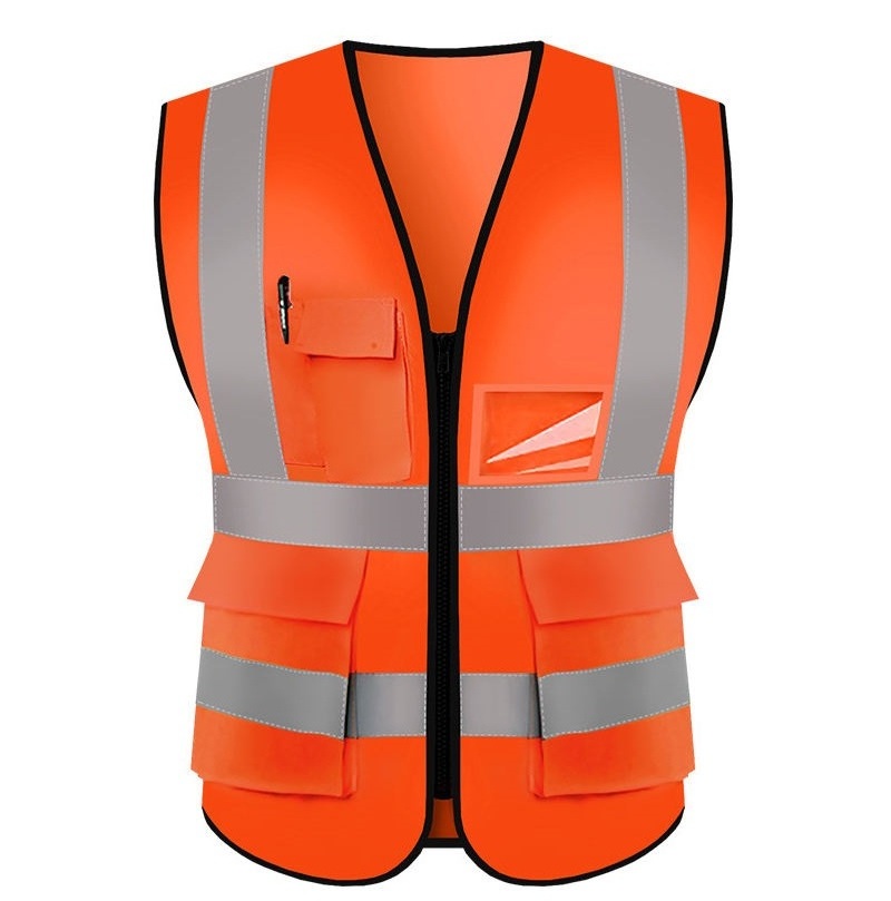 High Visibility Neon Yellow Safety Vest with Reflective Strips