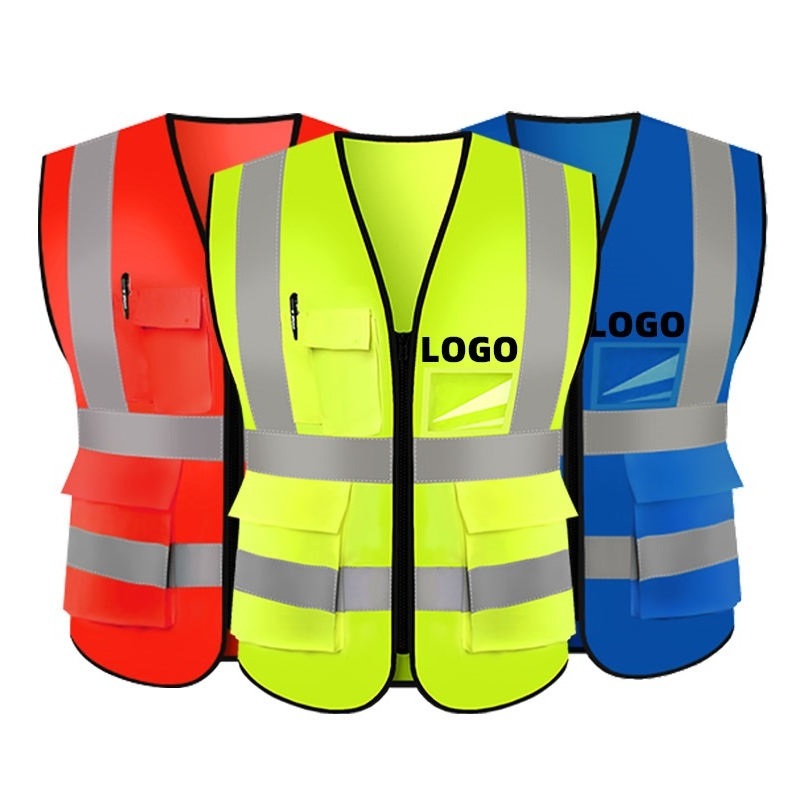 High Visibility Neon Yellow Safety Vest with Reflective Strips