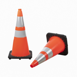 High Quality 75cm Orange Flexible PVC Traffic Road Cones With Rubber Base