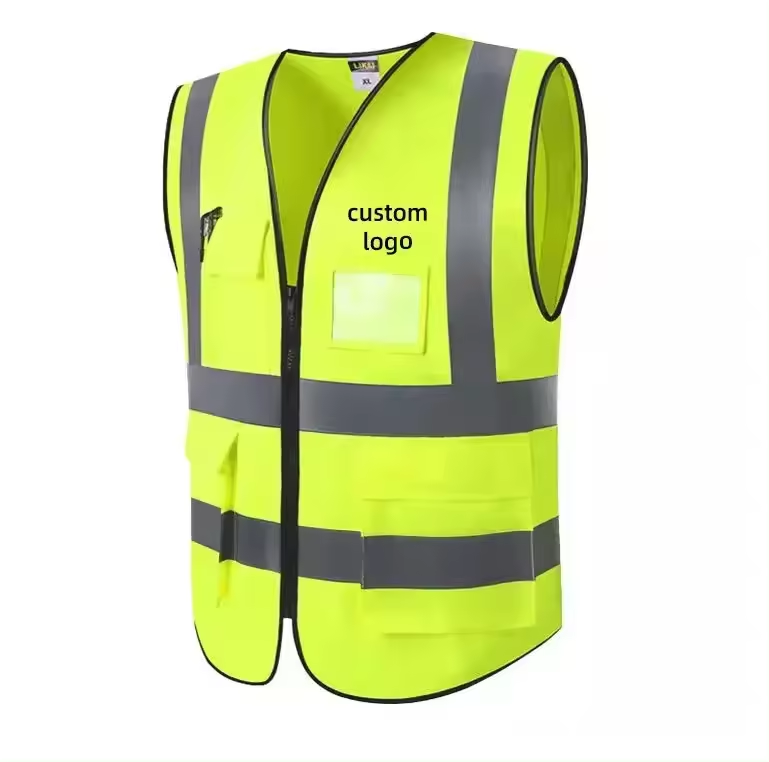 Zipper Pockets Outdoor Protective Workwear High Visibility security safety vest construction sleeveless for men