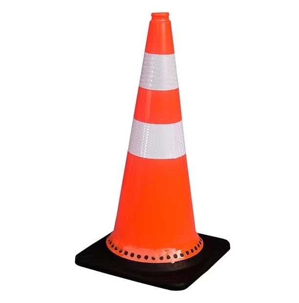 High Quality 75cm Orange Flexible PVC Traffic Road Cones With Rubber Base