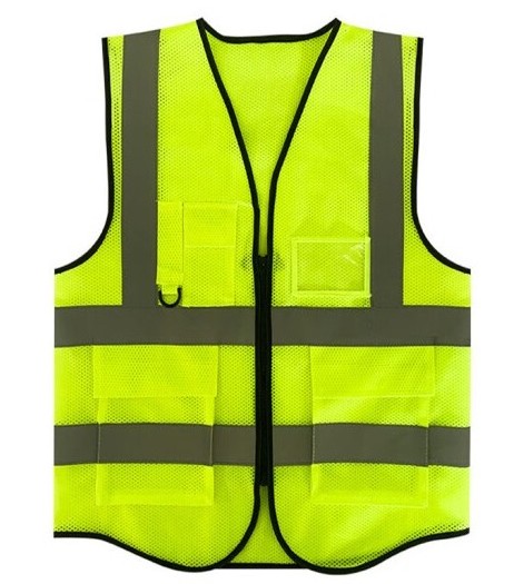 High Vis Fluorescent Yellow Green Safety Reflective clothes Jacket Construction Reflective Vest Workwear With Custom Logo