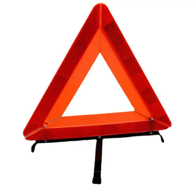 Red safety reflective traffic warning triangle for emergency