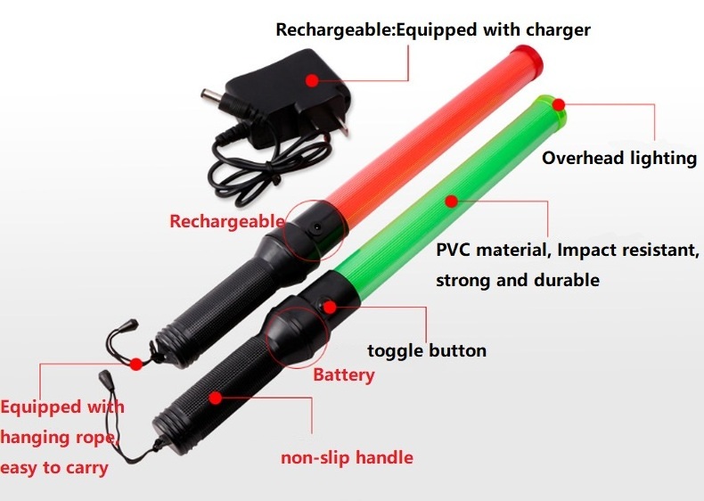 Traffic Wand Safety LED Flashlight Signal Portable Hand Held Traffic Baton