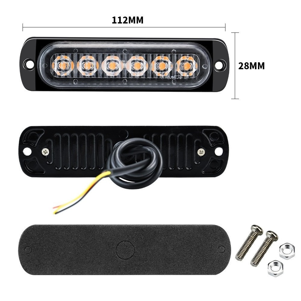 12V 48V front grille LED strobe warning flashlight lamp auto emergency light bar amber lights 24 volt led truck caution light