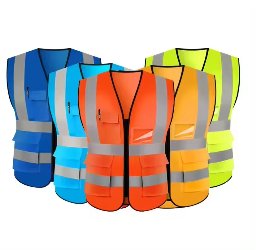 Zipper Pockets Outdoor Protective Workwear High Visibility security safety vest construction sleeveless for men