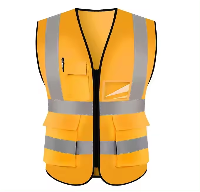 Zipper Pockets Outdoor Protective Workwear High Visibility security safety vest construction sleeveless for men