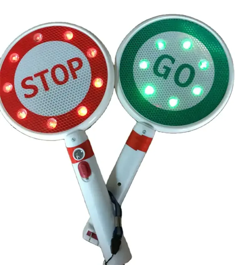 Double Side Reflective Pedestrian Guard Board Handheld Traffic Control Stop Sign