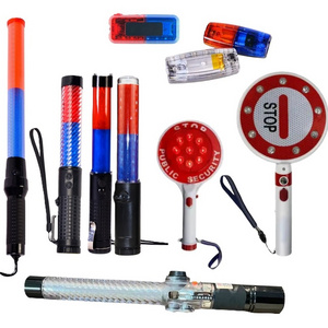 Multi-function traffic baton LED light wand  warning rod patrol red blue charging flash baton