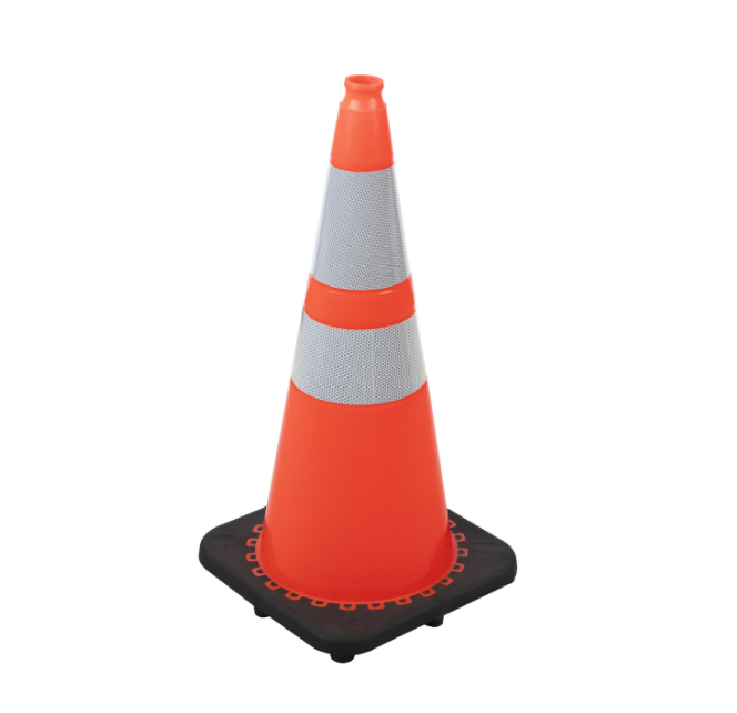 High Quality 75cm Orange Flexible PVC Traffic Road Cones With Rubber Base