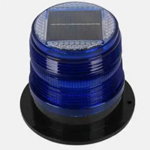 Car tractor solar rotating strobe blue led warning light,solar blue Warning Beacon Flashing Light, 24 volt led truck light blue