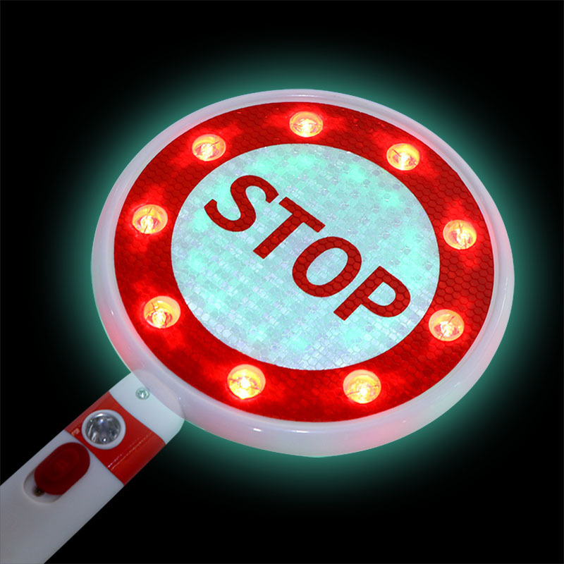 Double Side Reflective Pedestrian Guard Board Handheld Traffic Control Stop Sign