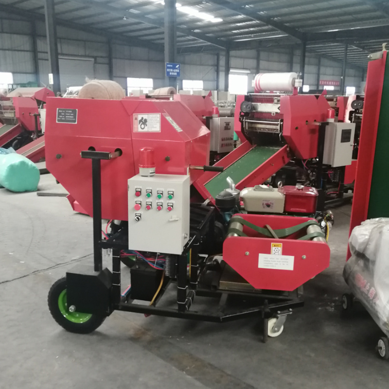 mini round silage hay baler wrapper machine agriculture corn silage forage straw alfalfa grass twine diesel motor baler for sale